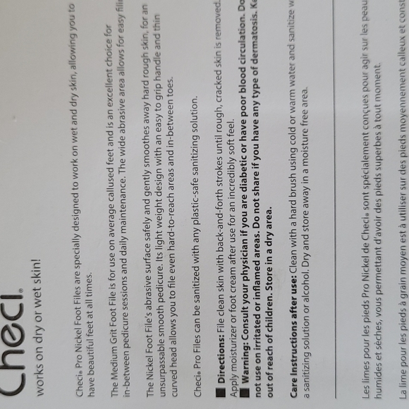 Checi Nickel Foot File for Pedicures at home. Use WET or DRY - Picture 2 of 2